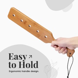 FameFame 14Inch Bamboo Paddle with Holes, Solid Wood Paddle with Smooth Surface, 1 Pack,1