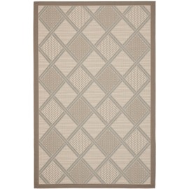 SAFAVIEH Courtyard Collection 8' x 11' Beige / Dark Beige CY7570 Indoor/ Outdoor Waterproof Easy-Cleaning Patio Backyard Mudroom Area-Rug