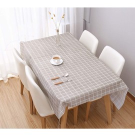 AKOAK Oil-Proof/Waterproof PVC Rectangle Tablecloth Eco-Friendly Material Grids Style Easy Clean Table Cover (Gray, 54" x 60"(137 x 152 cm))