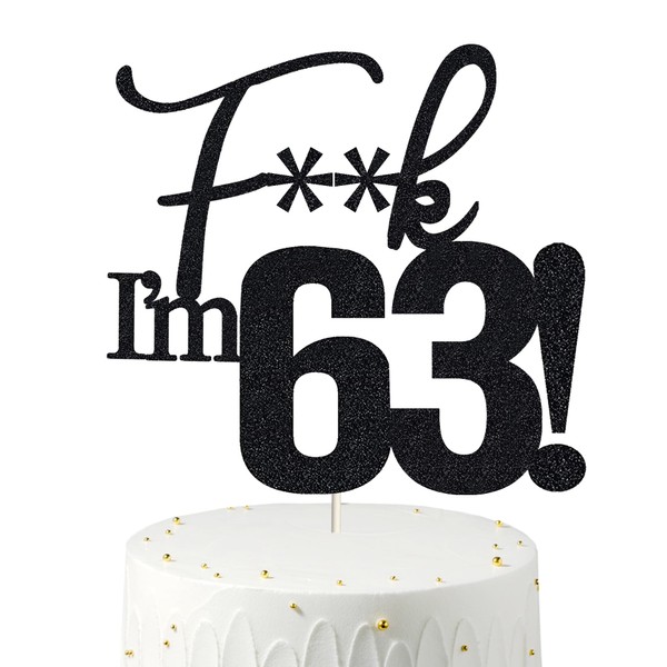 63 decoraciones para tartas, 63 decoraciones para tartas de cumpleaños, purpurina negra, divertida decoración para tartas 63 para hombres, 63 decoraciones para tartas para mujeres, 63 cumpleaños, 63 cumpleaños