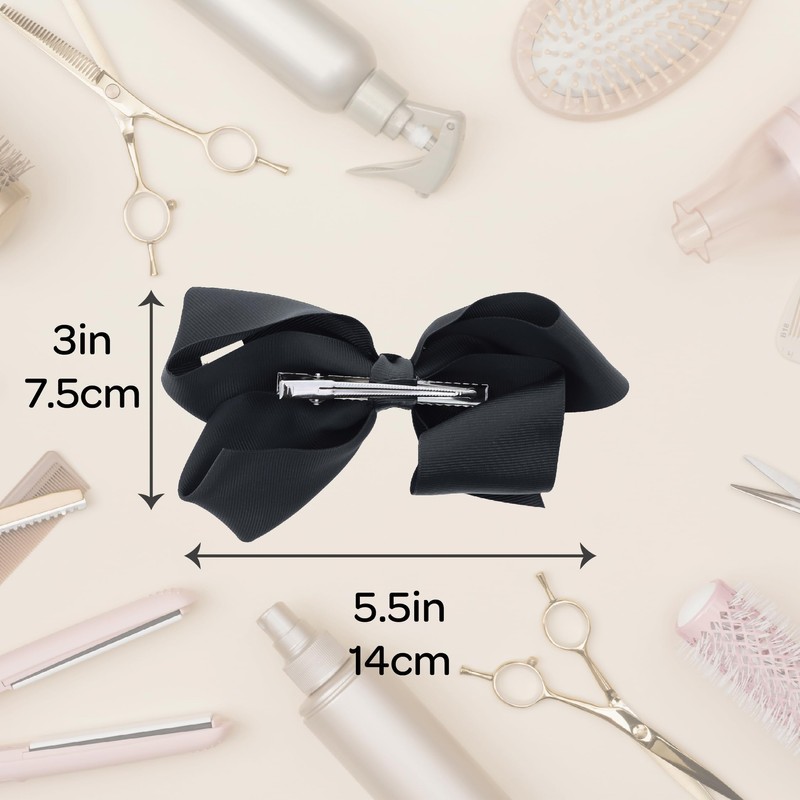 5.5 Inch Grosgrain Hair Bow Clip For Woman And Girls