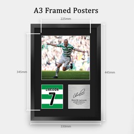 HWC Trading Henrik Larsson Celtic Geschenke Gedrucktes Signiertes Autogramm Foto für Fußball Anhänger and Fans - A3 Porträt Gerahmt