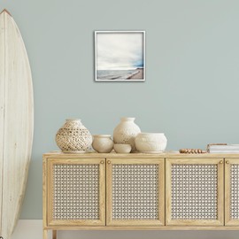 Stupell Industries Ocean At Sunrise Framed Giclee Wall Art Design by Anna Coppel, White Framed, 17 x 17