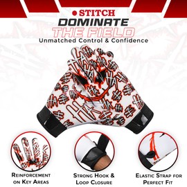 Football Gloves Jester face Adult & Youth Football Gloves Sticky Silicone Joker Football Receiver Gloves Football Receiving Gloves Youth Football Gloves Men Adult & Unisex (Black, Adult Medium)