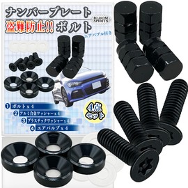 BLOOM SPIRITS License Plate Anti-Theft Bolts with Screws and Dedicated Wrench (Black Washers, Black Bolts, Black Valve Set)