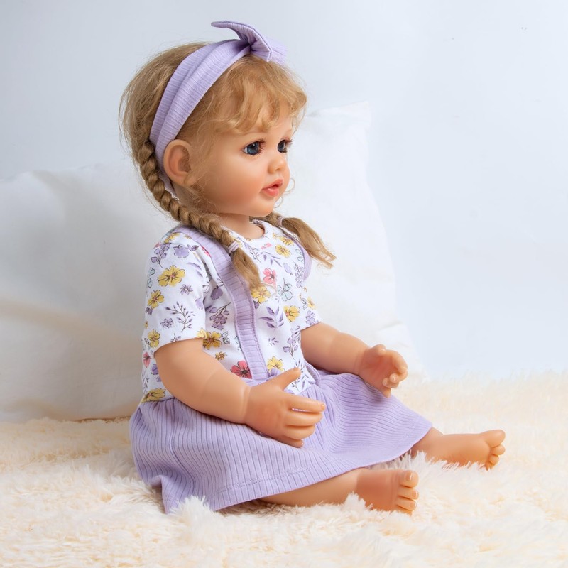 Baby Doll Clothes Floral Dress + Bow Headband Girl Doll