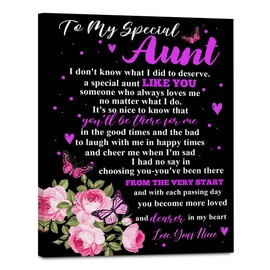 Aunt Gifts from Niece Wall Art, Aunt Birthday Mother's Day Christmas Gifts for Aunt Thank You Gifts, I Don't Know What I Did To Deserve, Canvas Prints Framed 15"X 12"