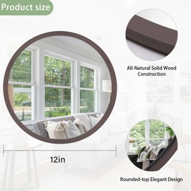 JJUUYOU Round Wall Mirror Small Circle Mirror for Bathroom, Circle Mirror Farmhouse Small Wall Circular for Wall Wood Frame Mirror for Living Room, Bedroom, Dorm, Entryway and More