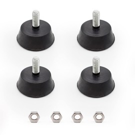 TIANLIN Screw Rubber Feet, Pack of 4 Rubber Buffer M6, Black Adjustable Feet M6, M6 × 32 mm Adjustable Feet, Adjustable Levelling Feet with Flat Base, Suitable for Furniture