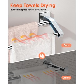 Alise Bath Double Towel Bars Towel Racks for Bathroom Lavatory,Wall Mount Towel Holder Heavy Duty SUS304 Stainless Steel Towel Hanger Towel Rail,Polished Chrome,32 Inch