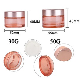 Pink Glass Jar 4 Pack Cosmetic Jar Empty Makeup Cream Jar Travel Sample Container Bottles With Inner Liners&Rose Gold Lids For Lotion Cream Mask Lip Balm (30g/1oz)