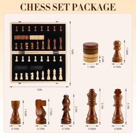 2 in 1 Magnetic Wooden Chess and Checkers Board Game Set