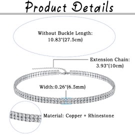 Cupimatch Wide Shinning Rhinestone Crystal Choker Adjustable Collar Necklace for Women Set of 4 (cubic zircon)