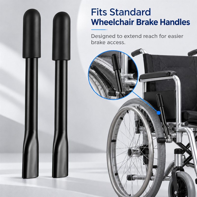 Wheelchair Brake Handle Extensions for Easier Brake Reach – 2-Piece