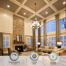 TORCHSTAR 8 Inch Ultra-Thin LED Recessed Ceiling Light with Junction Box, 3000K Warm White, 18W High Brightness Dimmable Slim Canless Wafer Downlight, ETL & ES, Pack of 6