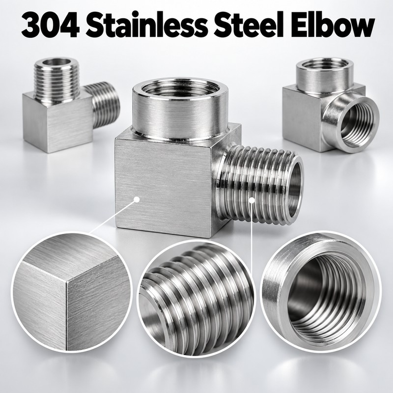 304 Stainless Steel 90° Elbow Pipe Fitting – Male/Female Threaded