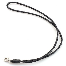 Day's Art Neck Strap, Genuine Leather, Braided Saddle Leather, Leather ID Strap, Neck Type, ID Card Case, Long Type, Black