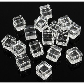 Teensery New 16 Pcs Square Clear Fake Artificial Acrylic Ice Cubes Decorative Display Ice Cubes (1.5cm)