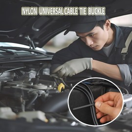 100PCS Nylon Universal Cable Tie Buckle,Heavy Duty Self Locking Nylon Zip Ties，Holder with Pin with Button Design, UV Resistant Zipties for Indoor Wire Tying Construction Auto ect