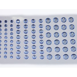 Light Blue Sapphire Self Adhesive Acrylic Cabochons 3 Sizes 4mm 6mm 8mm Plastic Face Gems Stick On Body Jewels Hair Crystals for DIY Cards and Invitations Crafts Bling Sticker - 5 Sheets - 480PCS