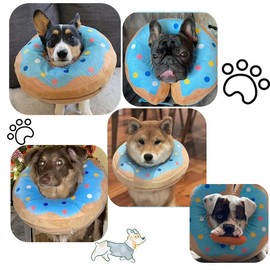 LittleBean Inflatable Neck Collar Dog Cat Protective Collar for Pets Dog Collar Lick Protection for Recovery After Surgery or Wounds (Pink Donuts, [Neck: 9.5 - 11.5 "] M)