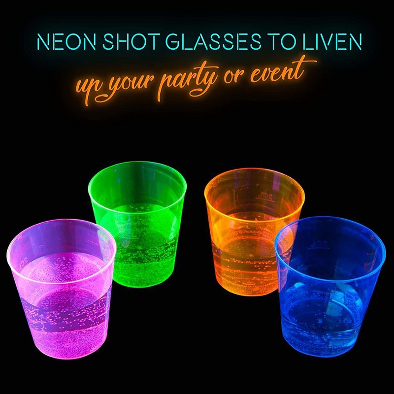 eMKay® Multicoloured Neon Hard Disposable Reusable Heavy Duty Plastic Shot