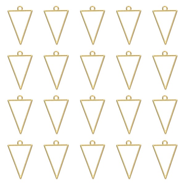 sourcing map 25Pcs Alloy Open Bezel Pendants, Triangle Hollow Frame