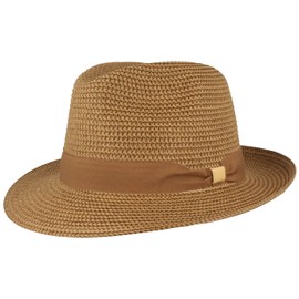 Straw Hat Bogart Hat Summer Hat Sun Hat Made of 100% Paper Crushable Hat Especially Light Flexible Skin-friendly Comfortable, Brown mottled