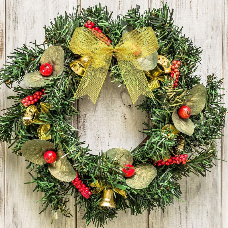 Weihnachtsbogen Band Bogen für Weihnachtsbaum, Weihnachtskranz, Geschenk Dekoration (Gold, Größe