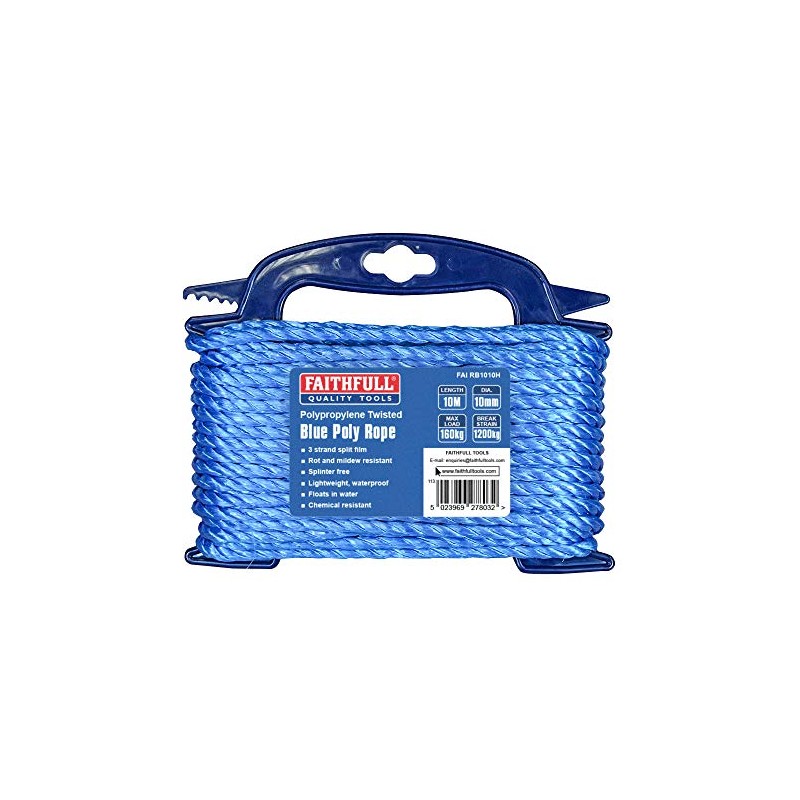 Faithfull FAIRB1010H Blue Twisted Poly Rope 10mm Dia x 10M