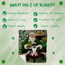 Rat Terrier Dog Blanket - Christmas Irish Santa with Gift - Super Soft & Warm Pet Theme for Sofa or Bed, Warm Fleece, Sherpa or Woven Material BLNKT141503 (50x60 Woven)