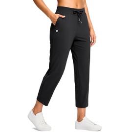 G Gradual Petite Pants for Women 24"/26" Ankle Pants 2 Pockets Stretchy 7/8 Sweatpants for Golf Travel Athletic Casual, Black, 2XL, 24 Inseam