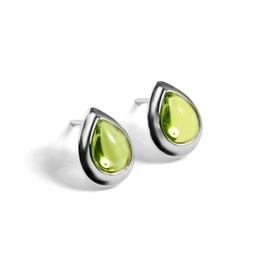 HENRYKA Peridot 925 Sterling Silver Stud Teardrop Earrings | Essential Simple Minimal Natural Gemstone Earrings | Bridesmaid Jewellery | August Birthstone Gift