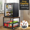 WOUDY Mini Fridge Table with Storage and Wheels, Mini Refrigerator