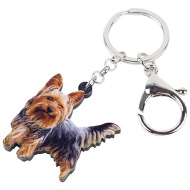 DOWAY Acrylic Yorkshire Terrier Dog Key Chain Keyring Jewelry for Bags Purses Belts Loop Accessory Charm Women Girls Gifts, Beige, Medium