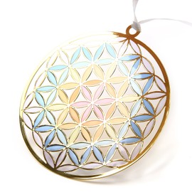 Flower of Life Stained Glass Style Ornament 80mm (non hole) Original Flower of Life Flower of Life Sacred Geometric Purification
