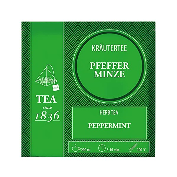 2 x teemando® peppermint without added aroma, 50 pyramid bags