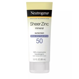 Neutrogena SheerZinc Dry-Touch SPF50 Sunscreen Broad Spectrum Hypoallergenic 3oz