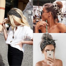 DRESHOW 6 PCS Adjustable Headbands for Women Knotted Headbands Elastic Non-Slip Fashion Hair Bands for Workout Sports Running Yoga