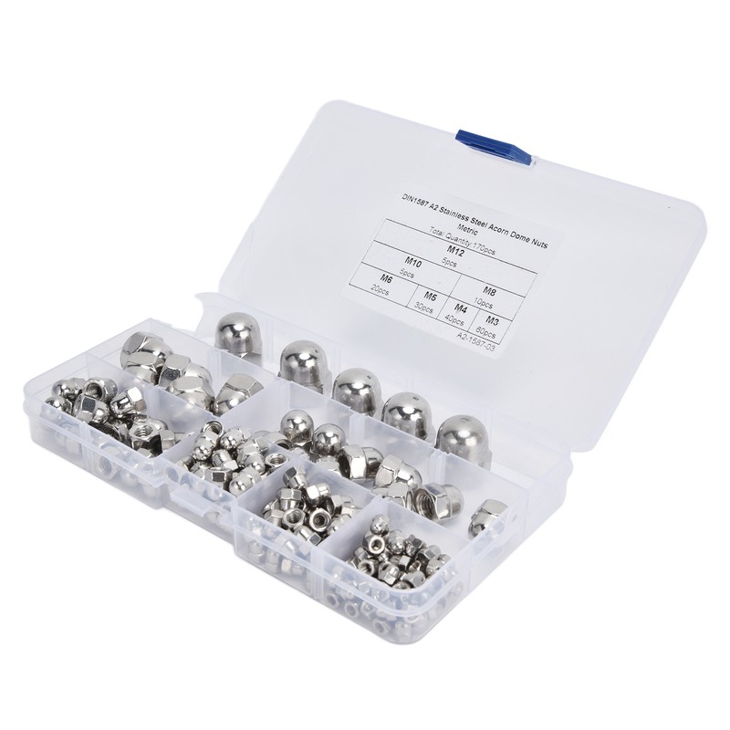 170Pcs Acorn Nuts Dome Head 304 Stainless Steel Caps Nut