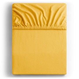 DecoKing Fitted Sheet Small Double 100% Combed Cotton Soft Jersey Bed Sheet 100x200-120x200 cm Yellow Amber