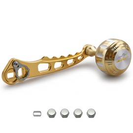 HEIGHTEN 2.4 / 2.8 / 3.1 / 3.5 inches (60 / 70 / 80 / 90 mm), Reel Handle, 4 Colors, Shimano DAIWA Abu Abu, For Bait Reel, Harmer Series (2.4 inches / 60 / 70 mm) Variable, Gold/Silver (180)