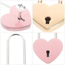 Operitacx Love Lock Heart Padlock Luggage Lock with Key Love Heart Shaped Padlocks for Jewellery Storage Box Diary Book Couples Lovers Pack of 2