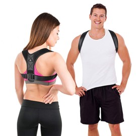 LIFEWAY Posture Corrector for Men & Women - Upper Back Brace for Spine & Clavicle Support - Relives Pain in Neck & Shoulder Caused by Slouching Hunching Kyphosis - Adjustable Comfortable