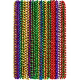 Oojami 60 Necklace 33 inch 07mm Metallic Multi Colors Mardi Gras Beads Beaded Necklace