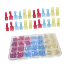 SEWACC 200pcs Insulated Nylon Wire Terminal Kit Quick Crimp Male Female Spade Connectors for Automotive Electrical Connections Durable Safe Electrical Terminals