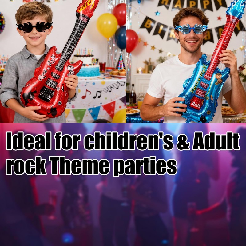 18 Pcs Photo Booth Props, Inflatable Party Props with Guitar,