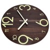 11.81in Luminous Wall Clock Wooden Round Decorative Clocks for Kitchen