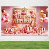 BlissYard Pink Gold Happy Birthday Banner Backdrops Cloth 71x43 inch