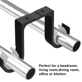 Double Curtain Rod Bracket, Pack of 2, Curtain Rod, Ceiling Mount, Double Track Stainless Steel Curtain Holder for Bathroom, Suitable Pipe Diameter 28 mm - 33 mm, Black